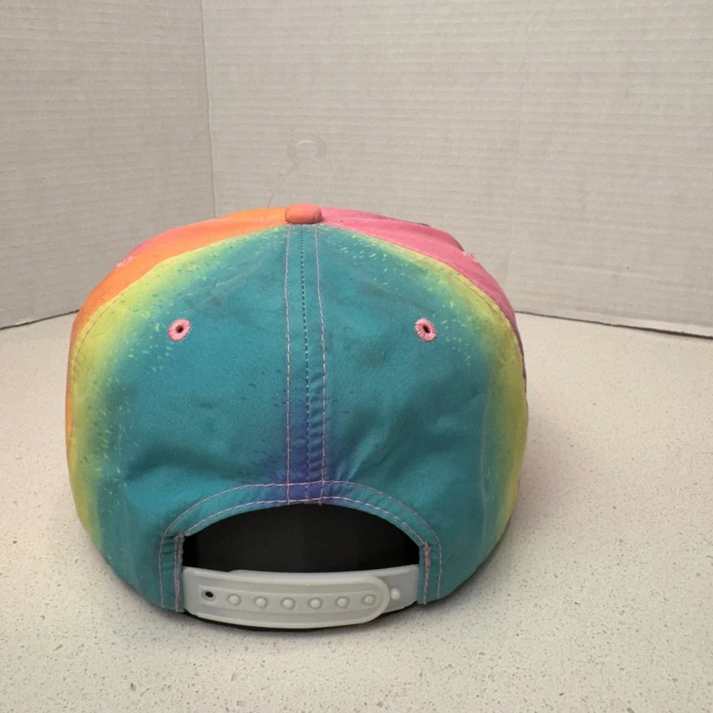 Thank Yew! Rainbow Tie Dye Hat Novelty Rope Accent Snapback Cap‎